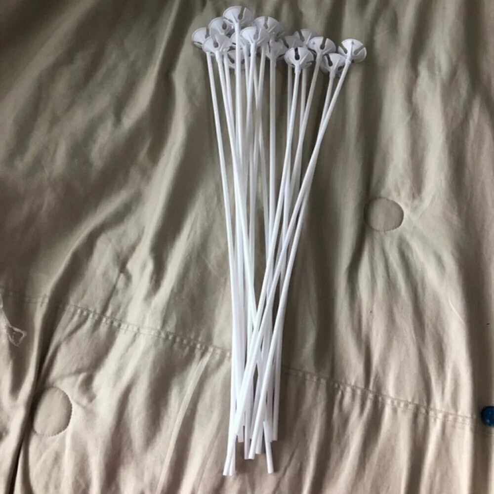 17 White Balloon Sticks for Parties